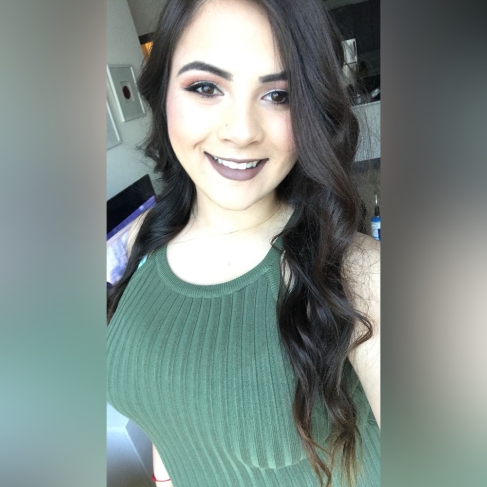 Fashion Nova Navy Green Knit Body Con Dress W/ Leg Slit